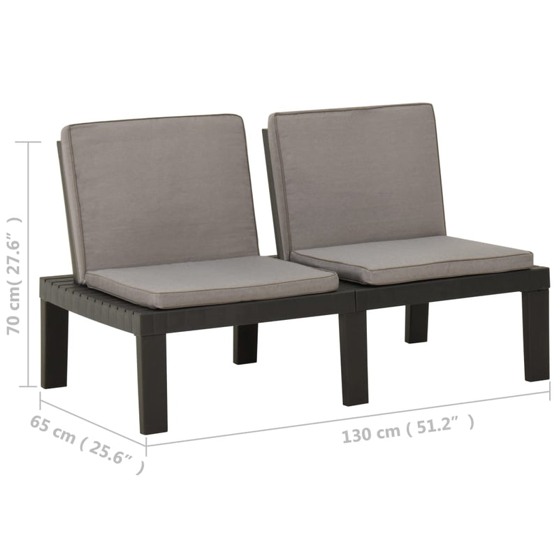 vidaXL Garden Lounge Bench with Cushion Plastic Grey
