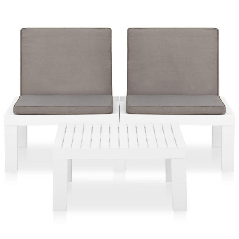 vidaXL 2 Piece Garden Lounge Set with Cushions Plastic White