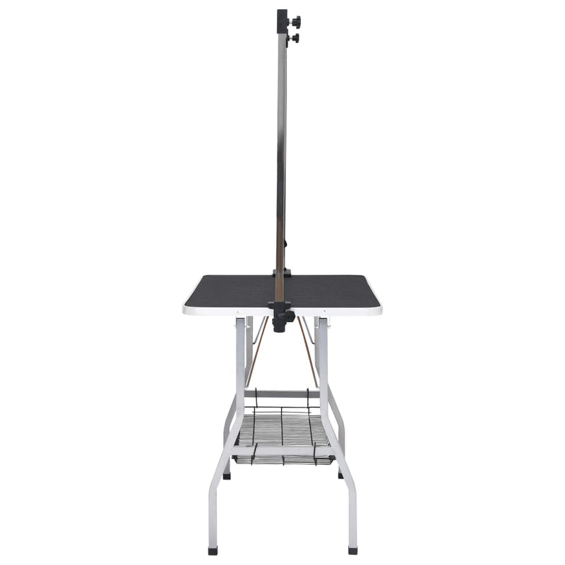 vidaXL Adjustable Dog Grooming Table with 2 Loops and Basket