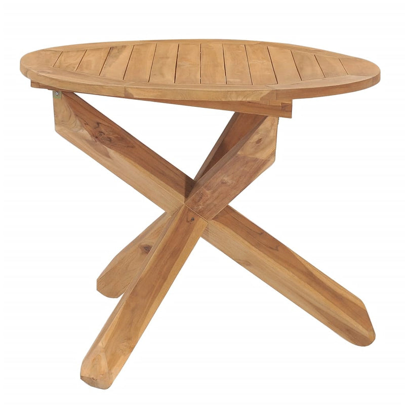 vidaXL Garden Dining Table Ø90x75 cm Solid Wood Teak