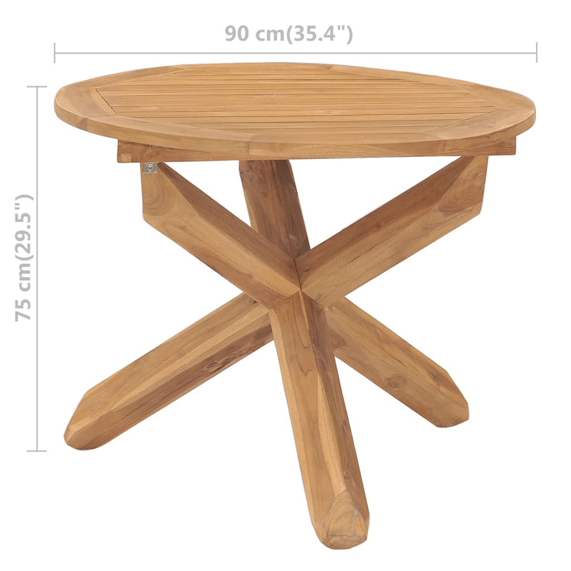 vidaXL Garden Dining Table Ø90x75 cm Solid Wood Teak