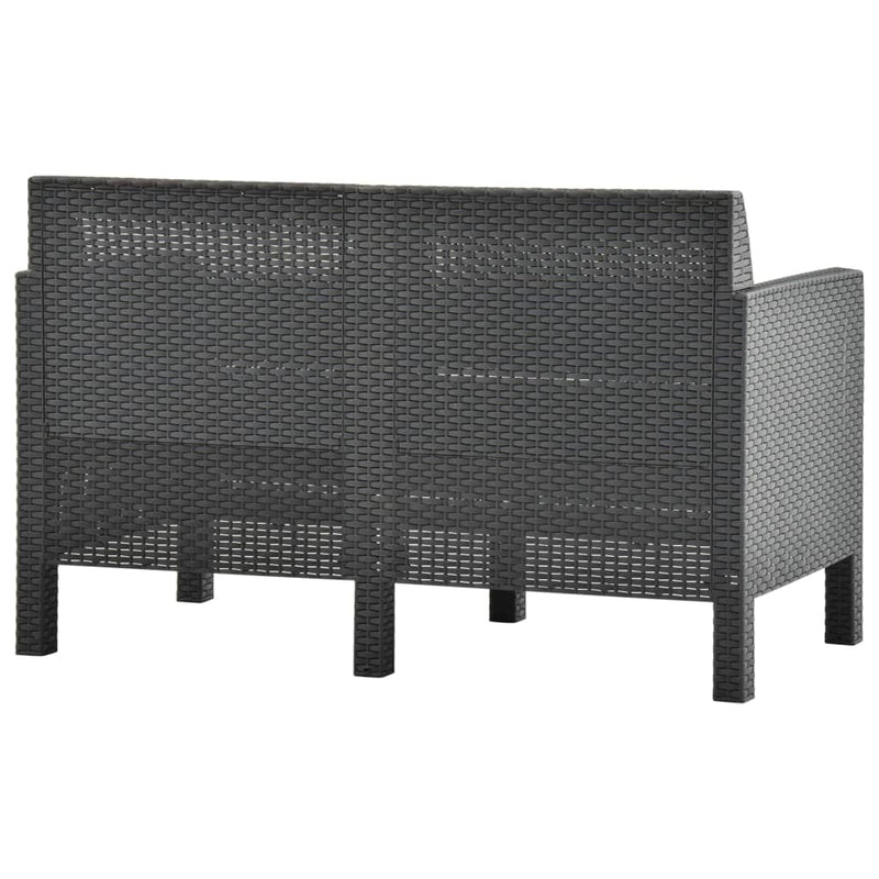 vidaXL 2-Seater Garden Sofa with Cushions Anthracite PP Rattan