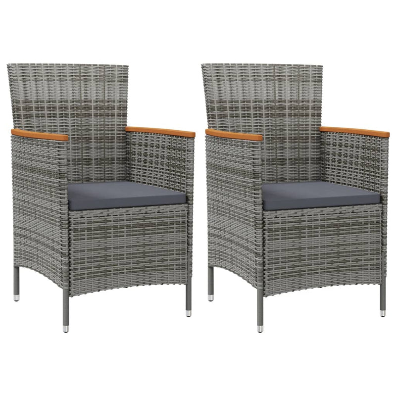 vidaXL Garden Dining Chairs 2 pcs Poly Rattan Grey