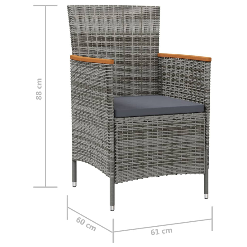 vidaXL Garden Dining Chairs 2 pcs Poly Rattan Grey