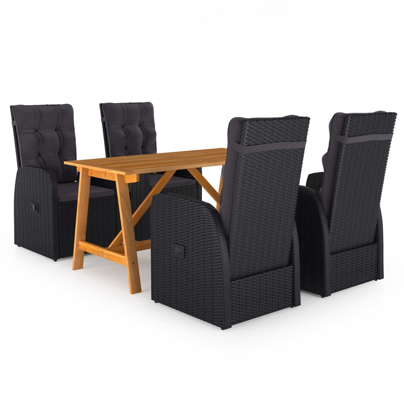 vidaXL 5 Piece Garden Dining Set Black