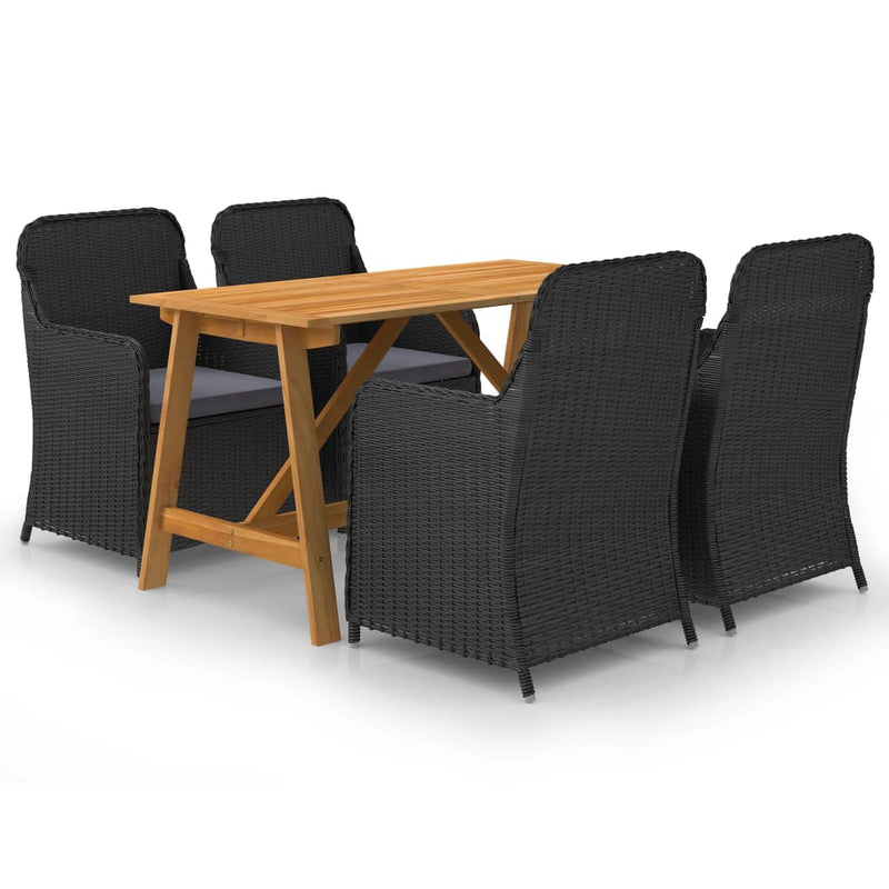 vidaXL 5 Piece Garden Dining Set Black