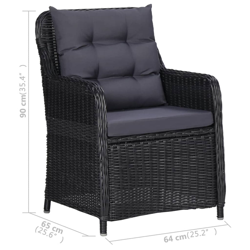 vidaXL 5 Piece Garden Dining Set Black