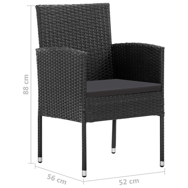 vidaXL 5 Piece Garden Dining Set Black