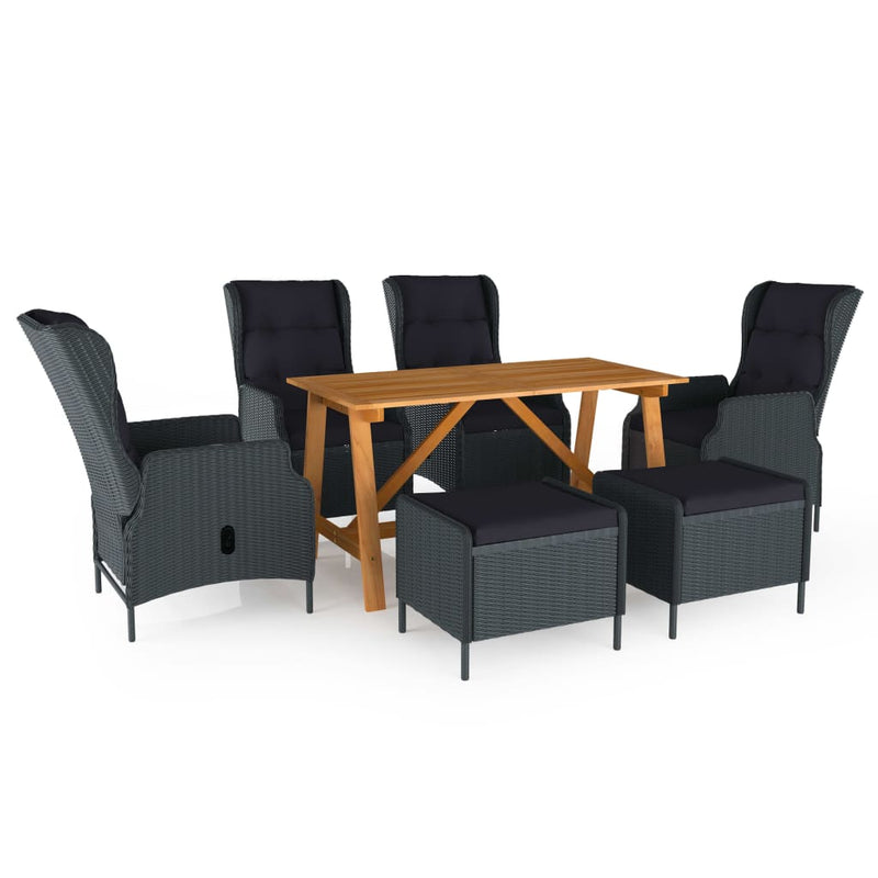 vidaXL 7 Piece Garden Dining Set Dark Grey