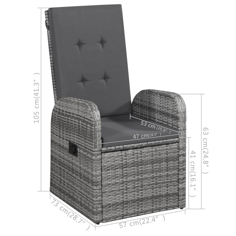 vidaXL 7 Piece Garden Dining Set Grey