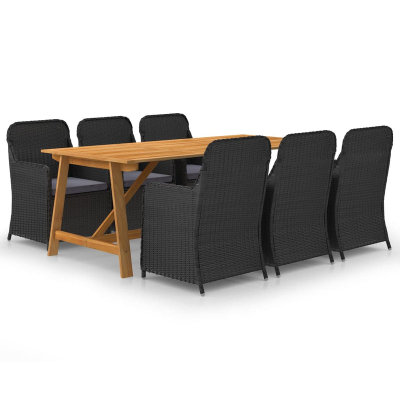 vidaXL 7 Piece Garden Dining Set Black