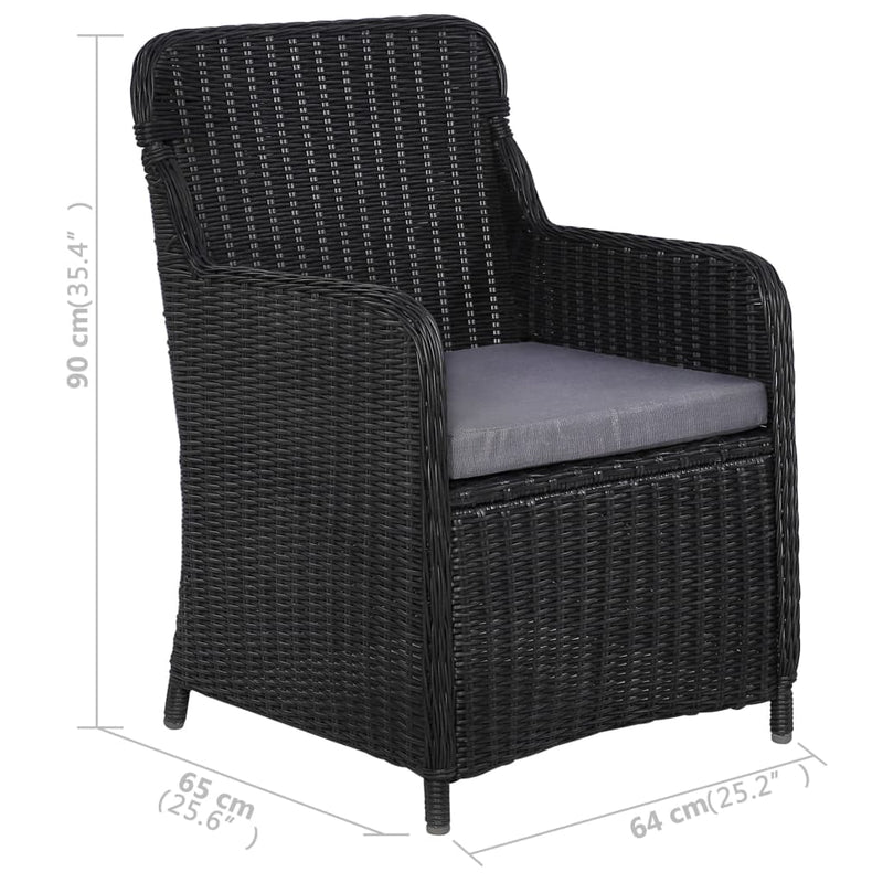 vidaXL 7 Piece Garden Dining Set Black