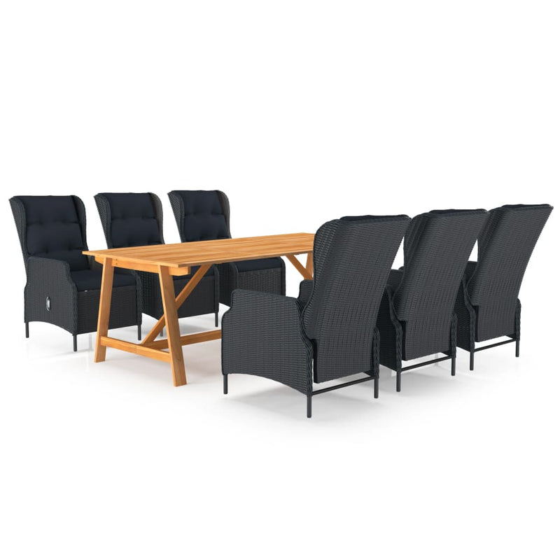 vidaXL 7 Piece Garden Dining Set Dark Grey