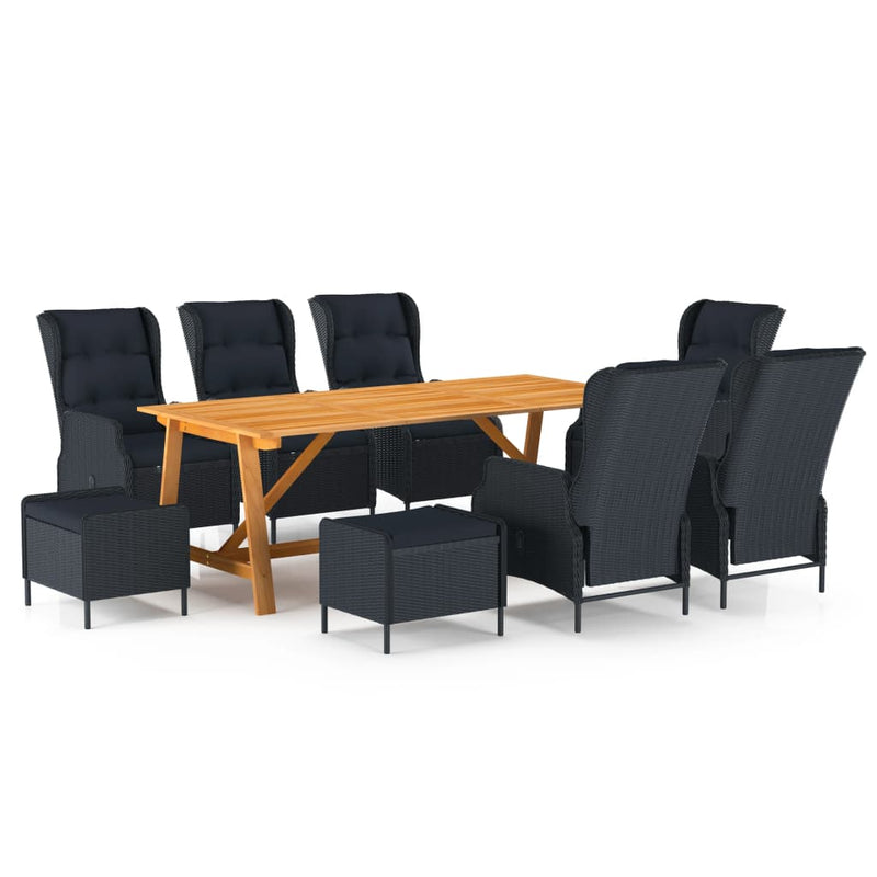 vidaXL 9 Piece Garden Dining Set Dark Grey