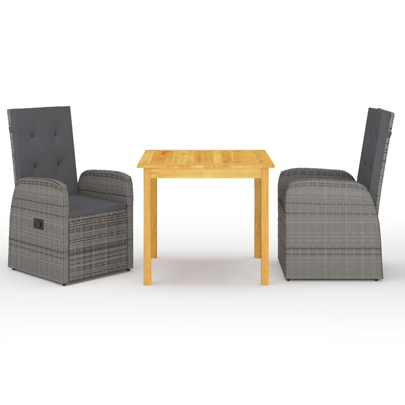 vidaXL 3 Piece Garden Dining Set Grey