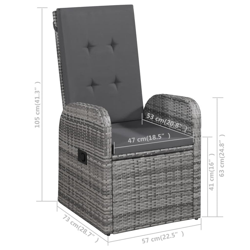 vidaXL 3 Piece Garden Dining Set Grey