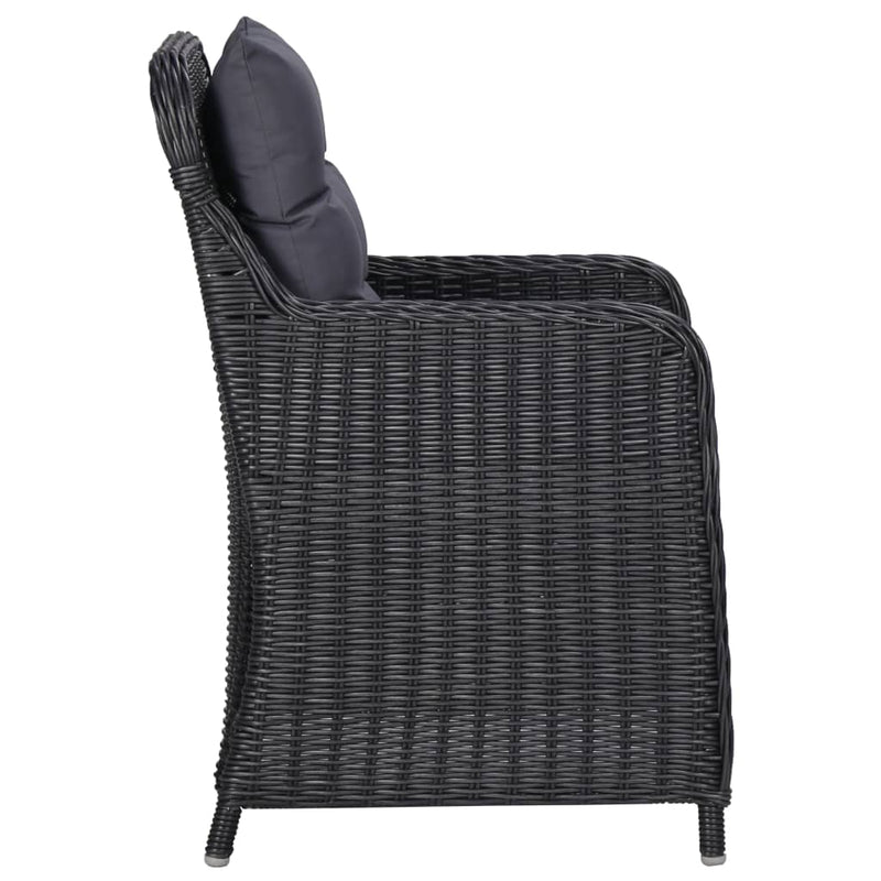 vidaXL 3 Piece Garden Dining Set Black