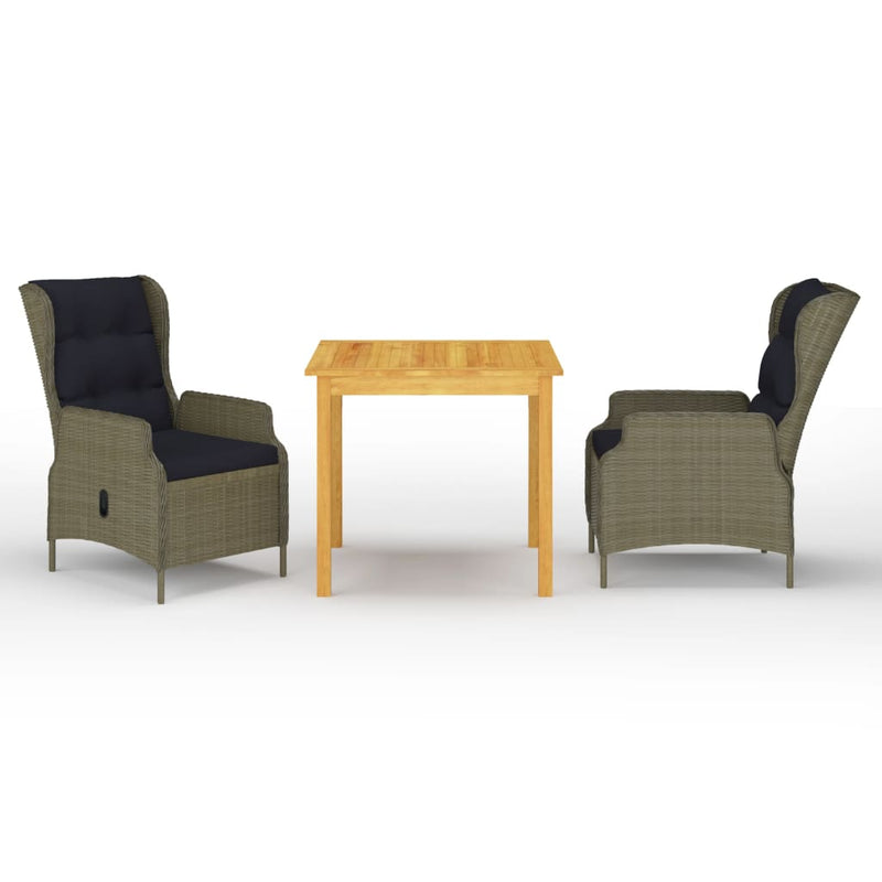 vidaXL 3 Piece Garden Dining Set Brown