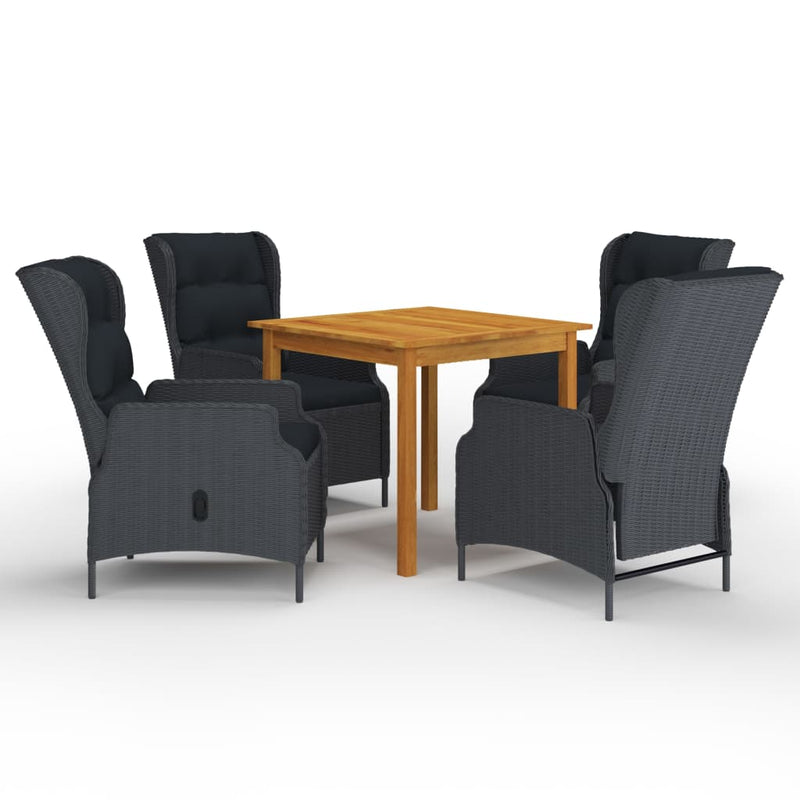 vidaXL 5 Piece Garden Dining Set Dark Grey