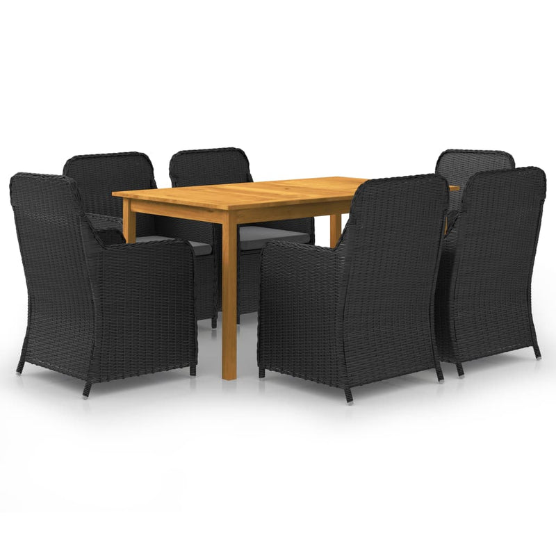 vidaXL 7 Piece Garden Dining Set Black