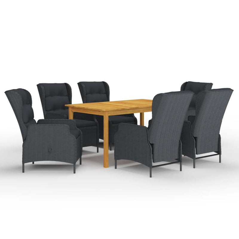 vidaXL 7 Piece Garden Dining Set Dark Grey
