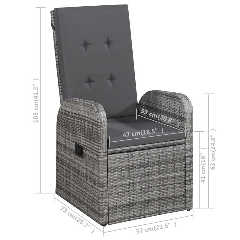 vidaXL 7 Piece Garden Dining Set Grey