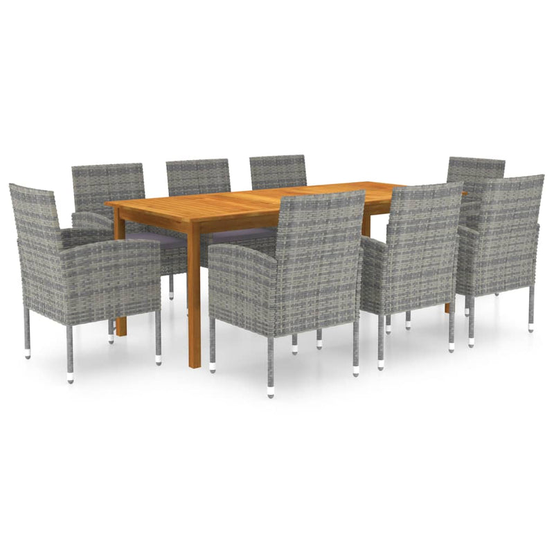 vidaXL 9 Piece Garden Dining Set Grey