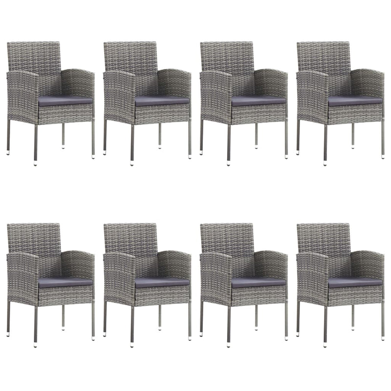 vidaXL 9 Piece Garden Dining Set Grey