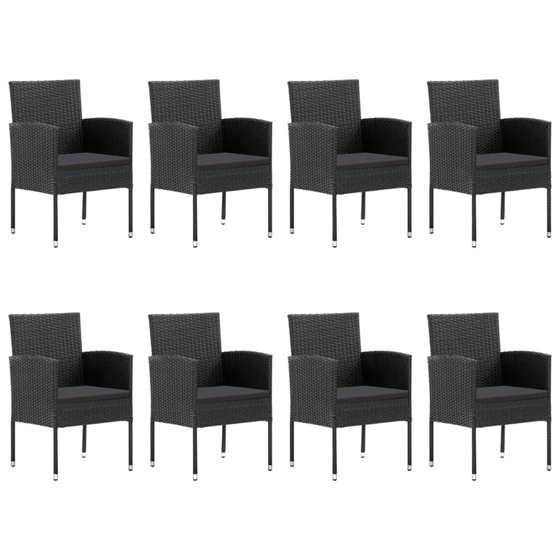 vidaXL 9 Piece Garden Dining Set Black