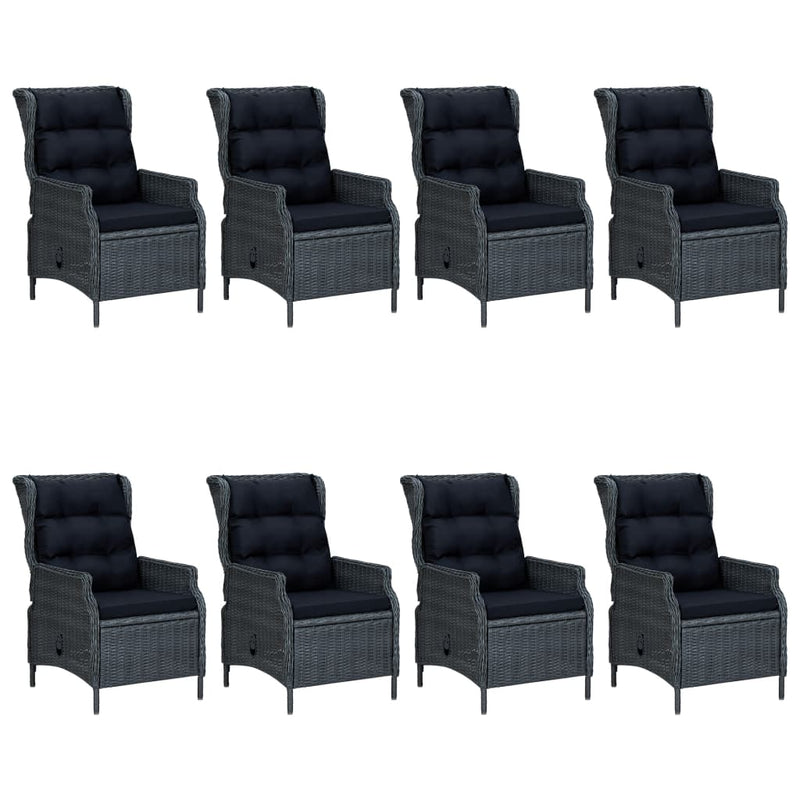 vidaXL 9 Piece Garden Dining Set Dark Grey