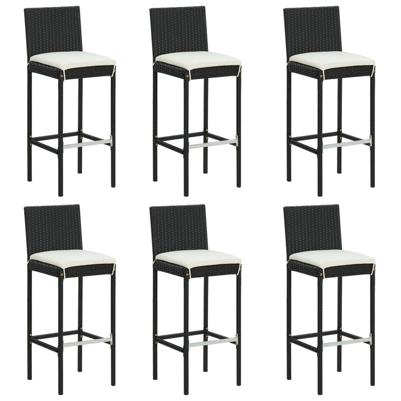 vidaXL 7 Piece Garden Bar Set with Cushions Black