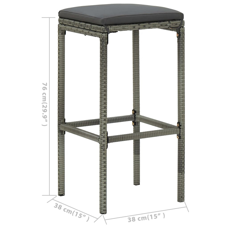 vidaXL 7 Piece Garden Bar Set with Cushions Grey
