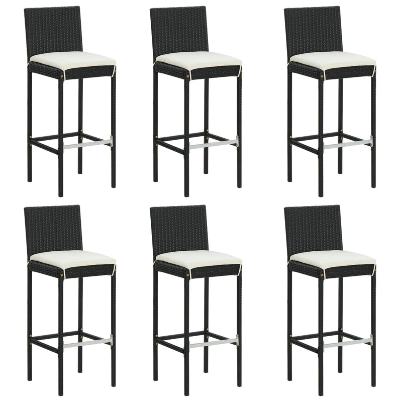 vidaXL 7 Piece Garden Bar Set with Cushions Black