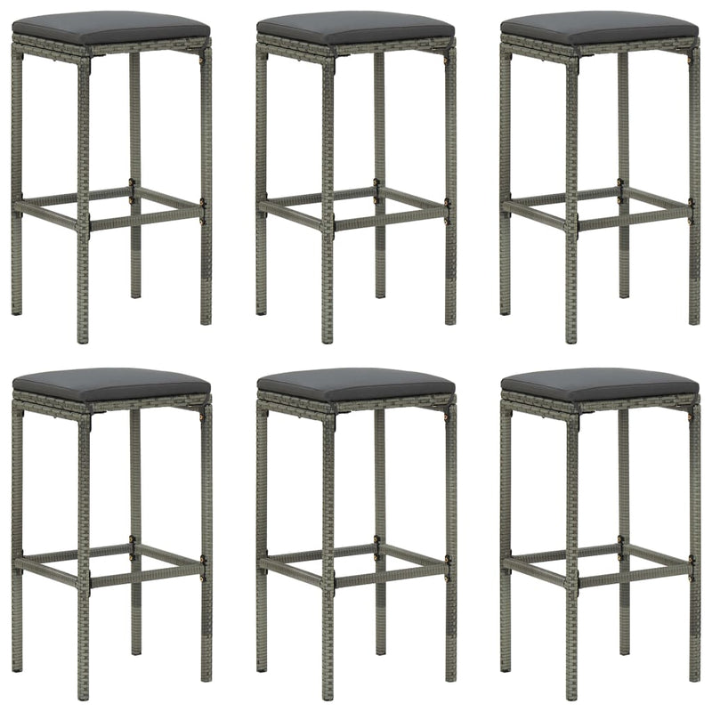 vidaXL 7 Piece Garden Bar Set with Cushions Grey