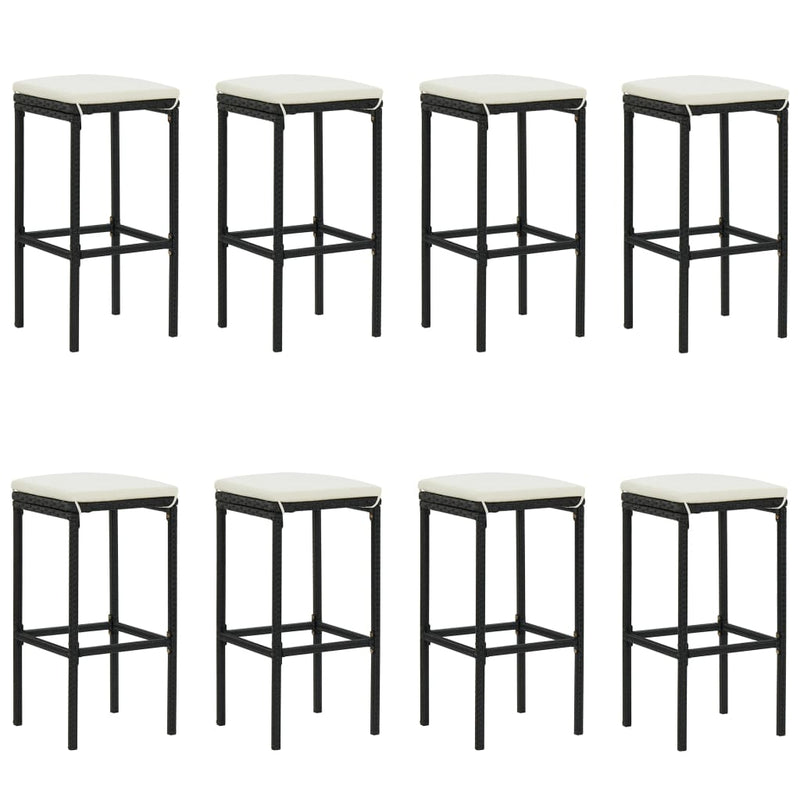 vidaXL 9 Piece Garden Bar Set with Cushions Black