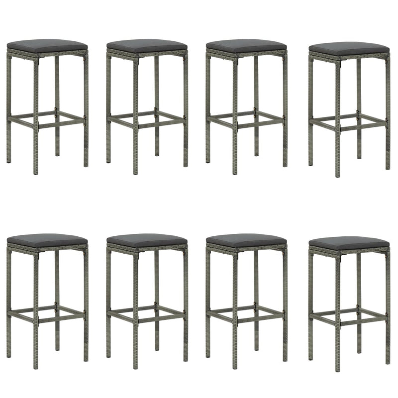 vidaXL 9 Piece Garden Bar Set with Cushions Grey
