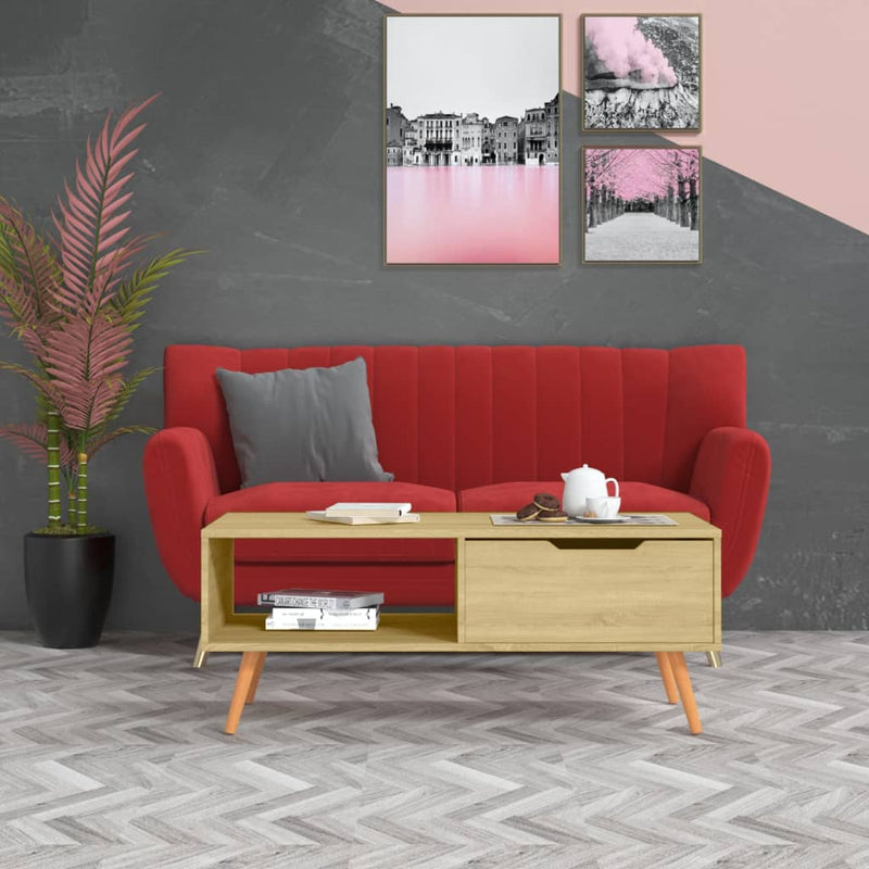 vidaXL Coffee Table Sonoma Oak 100x49.5x43 cm Engineered Wood