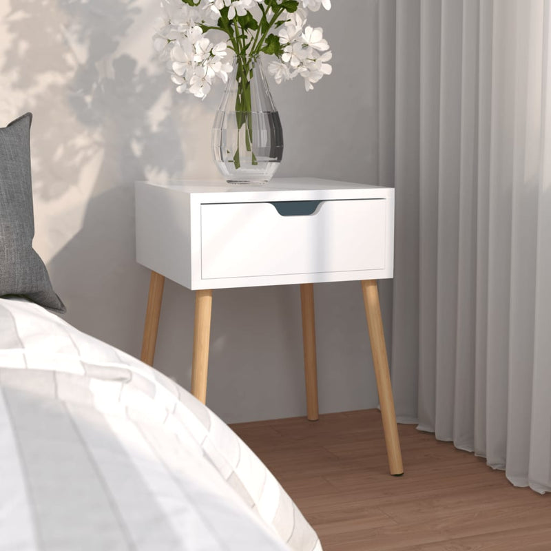 vidaXL Bedside Cabinet High Gloss White 40x40x56 cm Engineered Wood