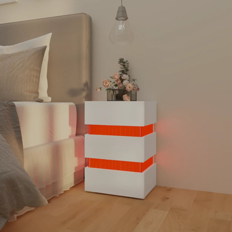 vidaXL LED Bedside Cabinet White 45x35x67 cm Engineered Wood