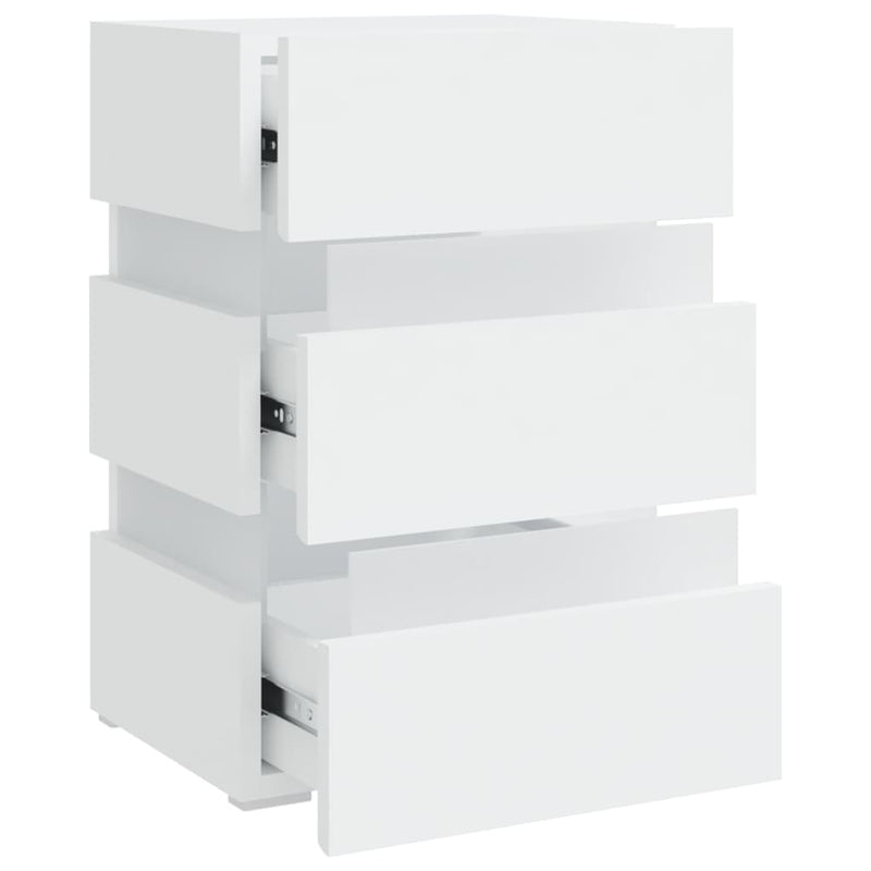 vidaXL LED Bedside Cabinet White 45x35x67 cm Engineered Wood