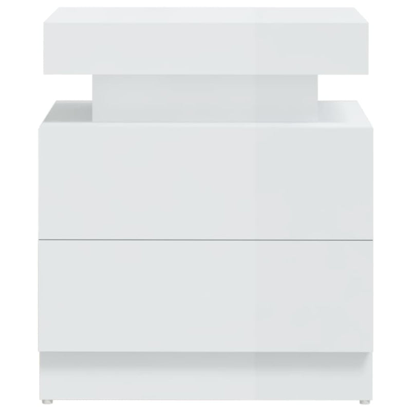 vidaXL Bedside Cabinet High Gloss White 45x35x52 cm Engineered Wood