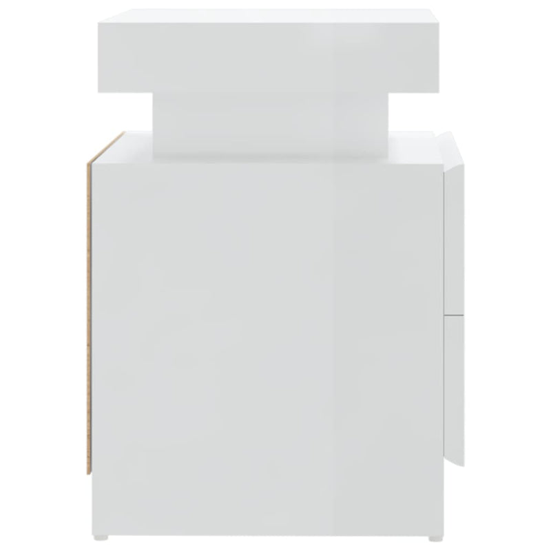 vidaXL Bedside Cabinet High Gloss White 45x35x52 cm Engineered Wood