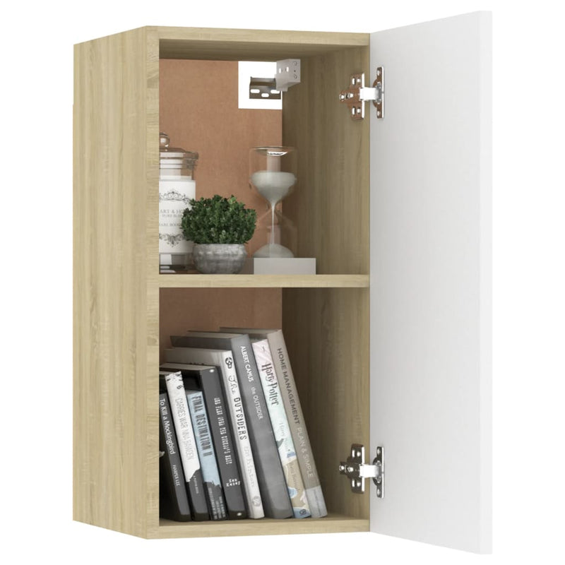 vidaXL TV Cabinet White and Sonoma Oak 30.5x30x60 cm Engineered Wood