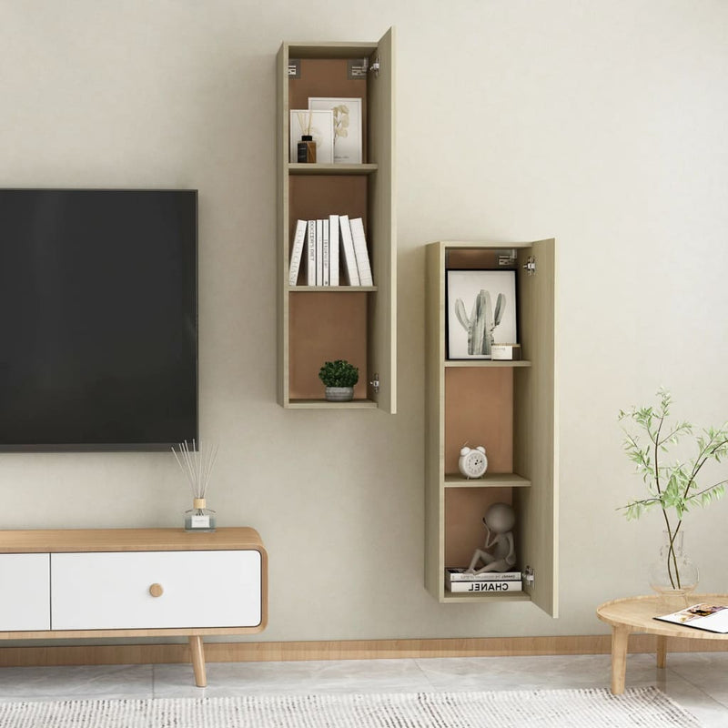 vidaXL TV Cabinets 2 pcs Sonoma Oak 30.5x30x110 cm Engineered Wood