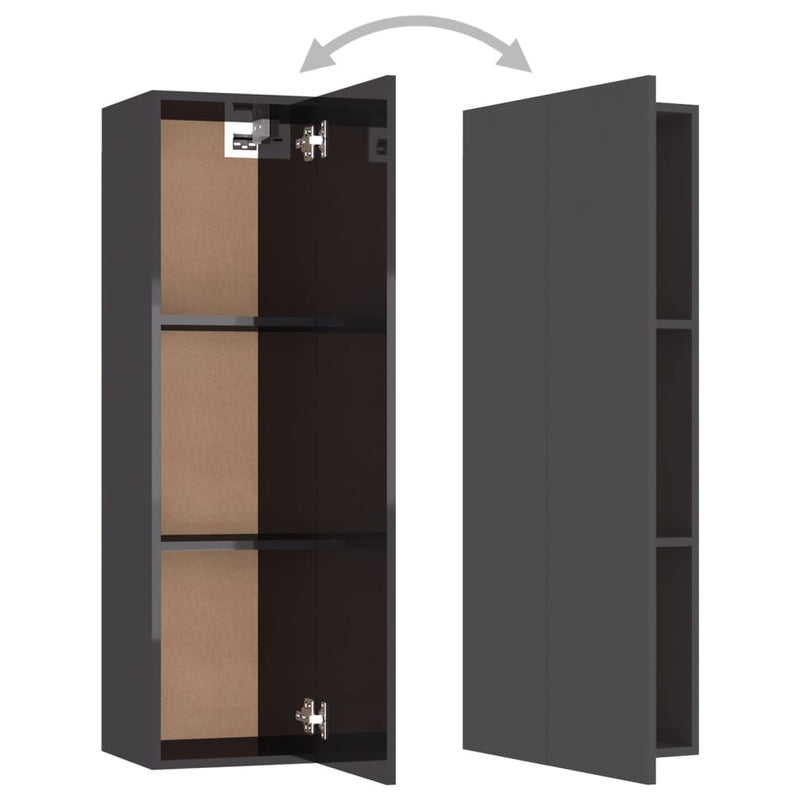 vidaXL TV Cabinet High Gloss Grey 30.5x30x110 cm Engineered Wood