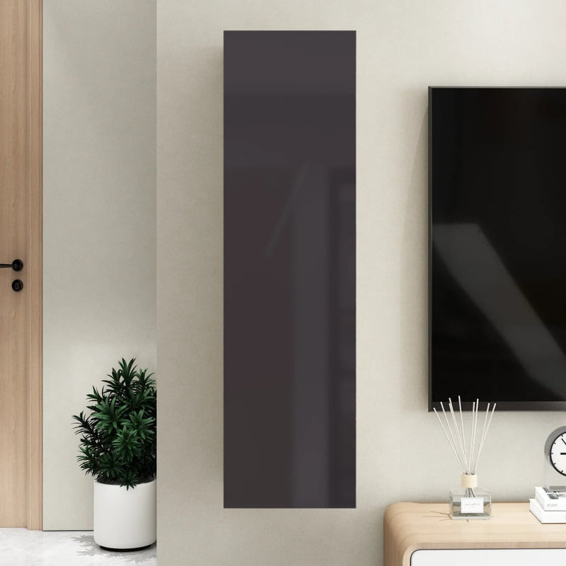 vidaXL TV Cabinet High Gloss Grey 30.5x30x110 cm Engineered Wood