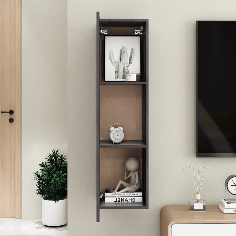 vidaXL TV Cabinet High Gloss Grey 30.5x30x110 cm Engineered Wood