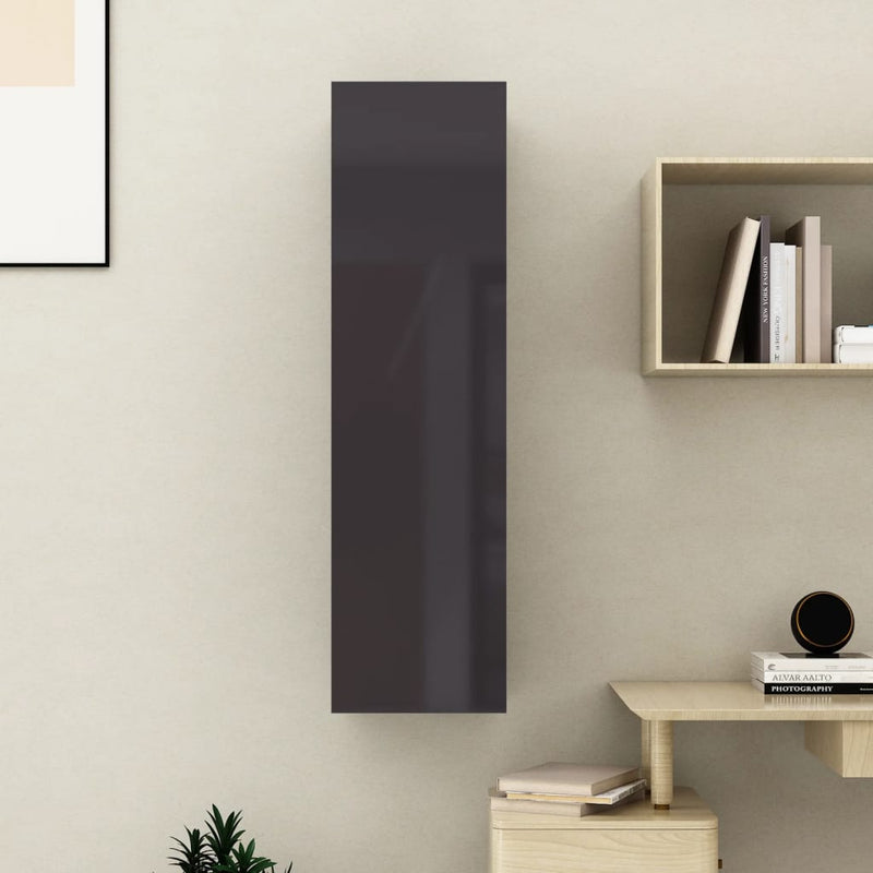 vidaXL TV Cabinet High Gloss Grey 30.5x30x110 cm Engineered Wood