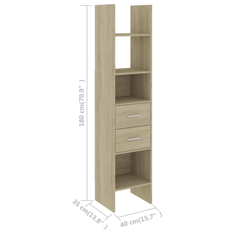 vidaXL Book Cabinet Sonoma Oak 40x35x180 cm Engineered Wood