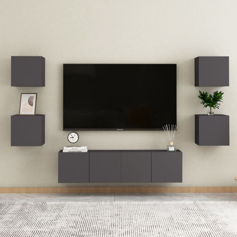 vidaXL Wall Mounted TV Cabinets 2 pcs Grey 30.5x30x30 cm